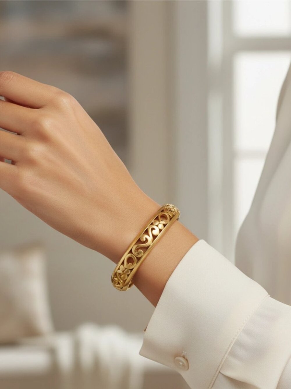 Womens Brighton Contempo Medium Hinged Bangle Goldtone NWOT